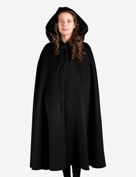 Unisex Schwarzes Cape Aus Reiner Wolle