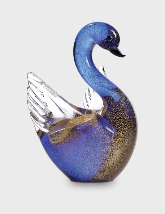 Blauer und goldener Schwan