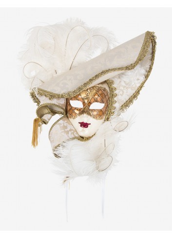 Marlene - Authentic Venetian Masquerade Mask (White)