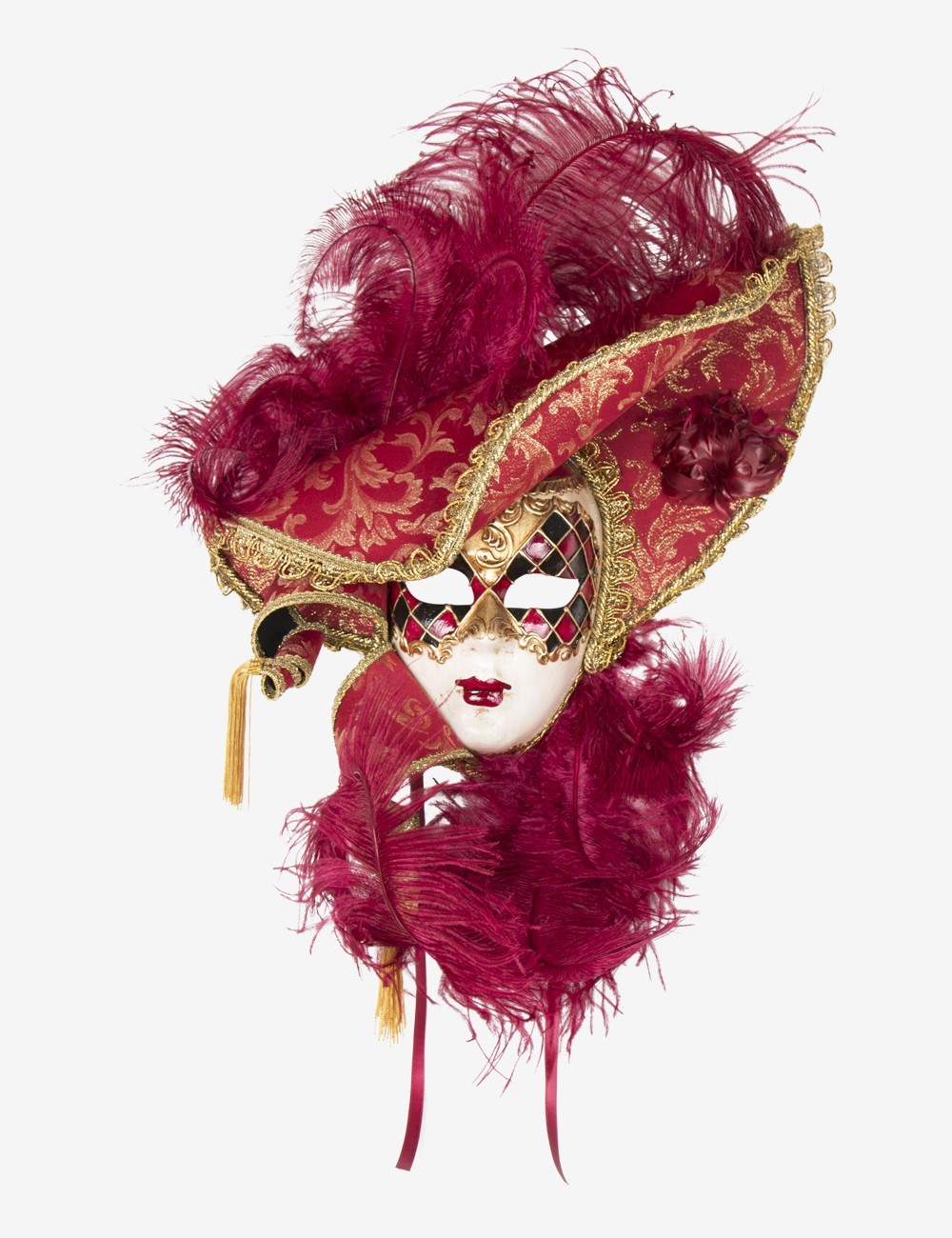 Marlene - Red Masquerade Mask Made in Venice