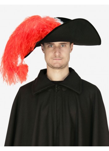 Tricorn Hat with Lace and Feather