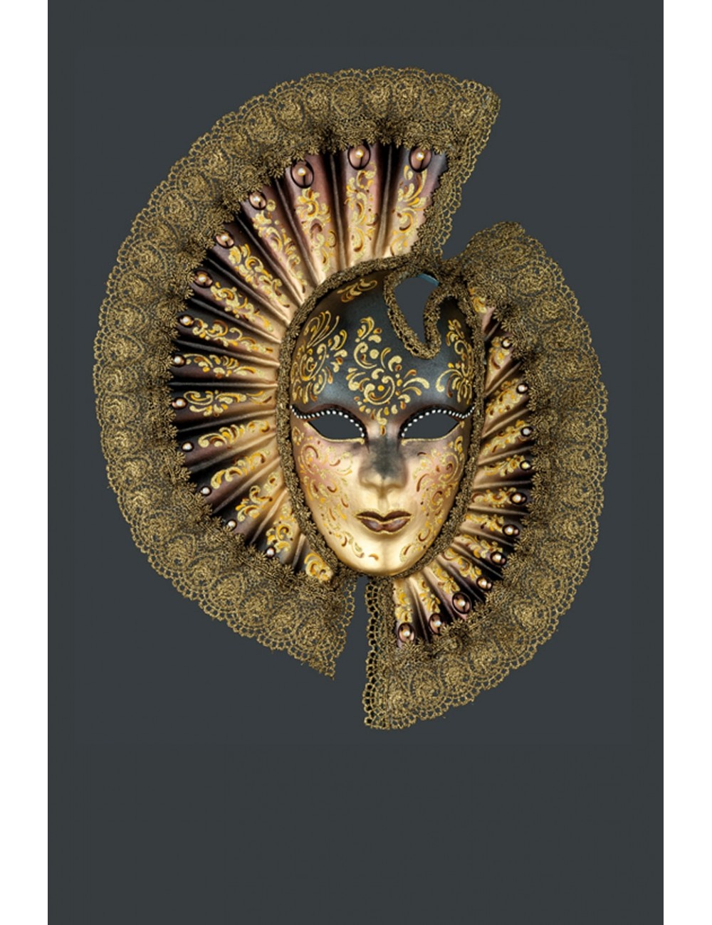 Jumbo Masks: Gold Paper Mache Tragedy Venetian