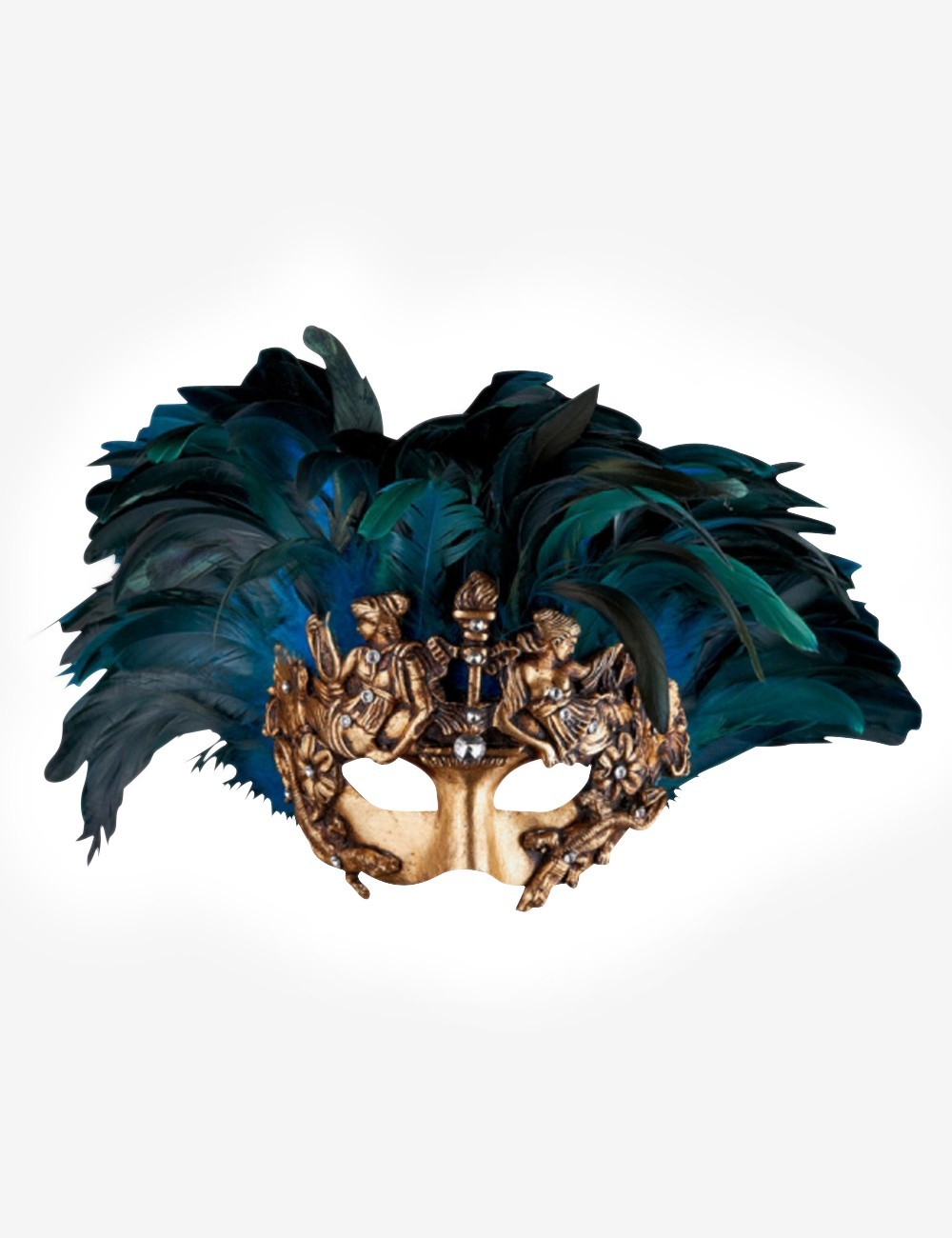 Mardi Gras Feather Masquerade Mask - Sheba with Tabby Feathers