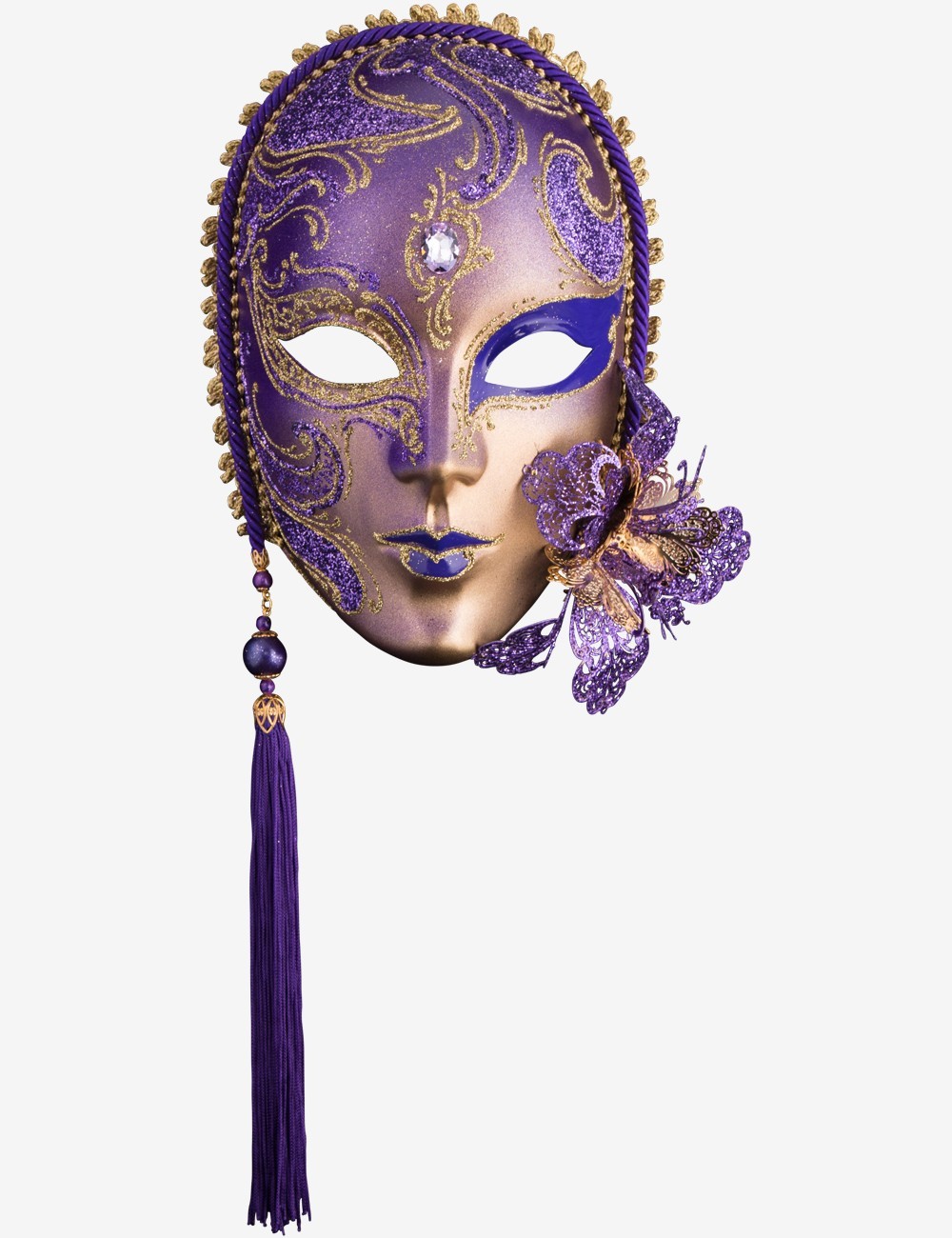 Purple, Green and Gold Venetian Masquerade Mask, Hand Painted