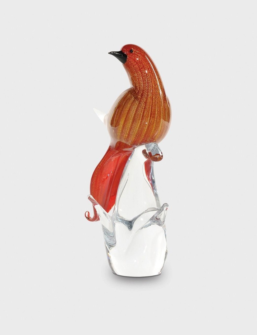 Red Bird With Head | Decorative Murano glass animal in Murano glass