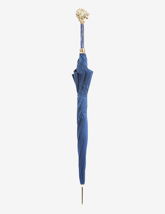 Blue Umbrella with Gold Lion