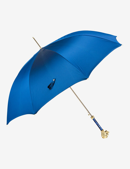 Blue Umbrella with Gold Lion