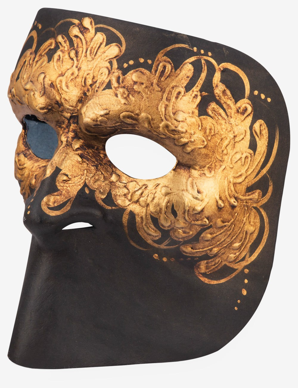 Gold & Black Bauta | tradition venetian papier mache mask for sale
