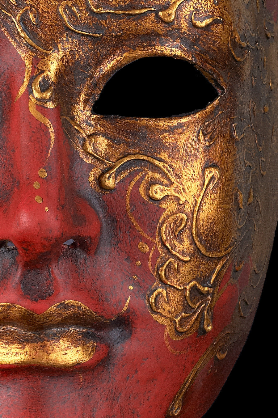 Red Face With Gold | Venetian Mask For Sale | For Men | Original