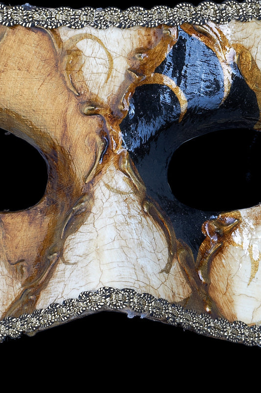 Gold & Black Checked Eye Mask Craquelé
