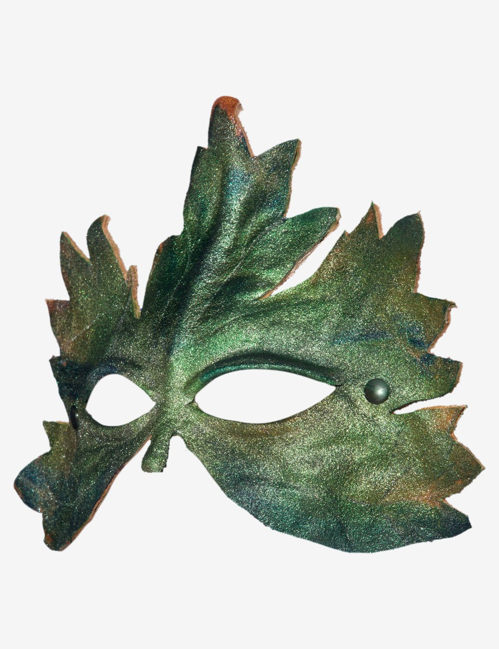 Green Leather Leaf | Venetian Leather Mask For Sale | Anna