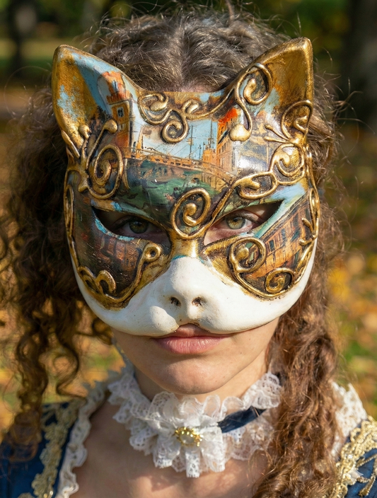 Cat with Venice Drawing