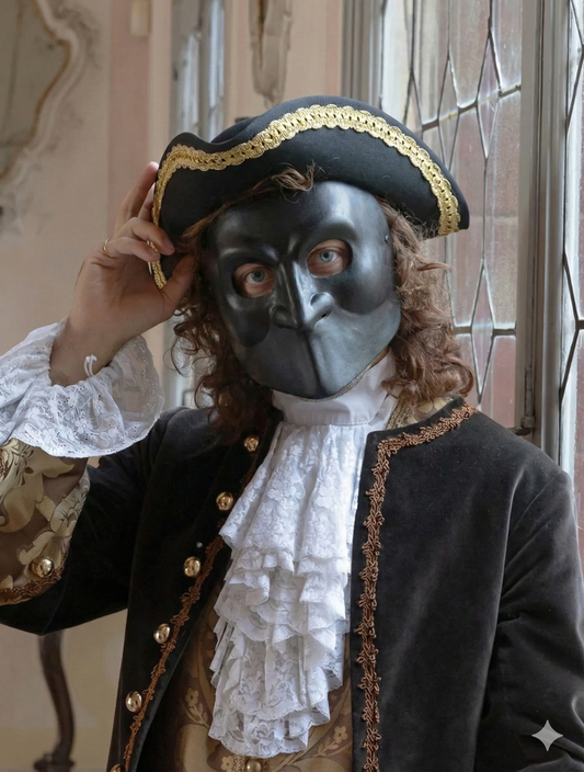 Luxury Black Leather Bauta